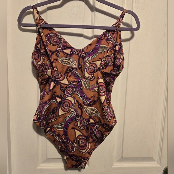 NWT A.L.C. Cleo print one-piece swimsuit Size M Color Beige/Red - Picture 4 of 10